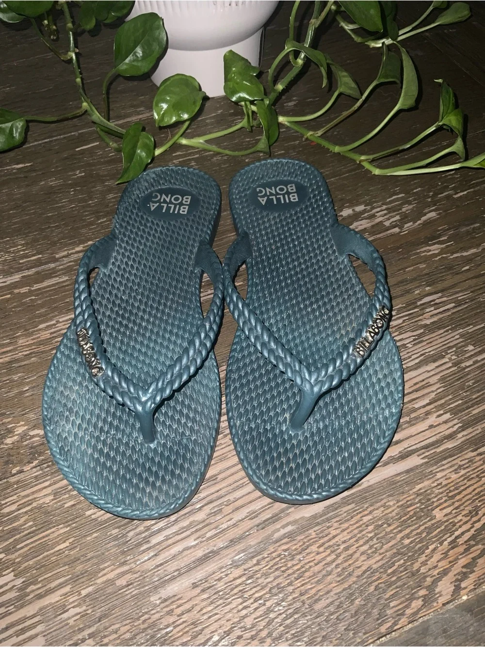 Billabong Women's Teal Braided Strap Thong Sandals Flip Flops 7